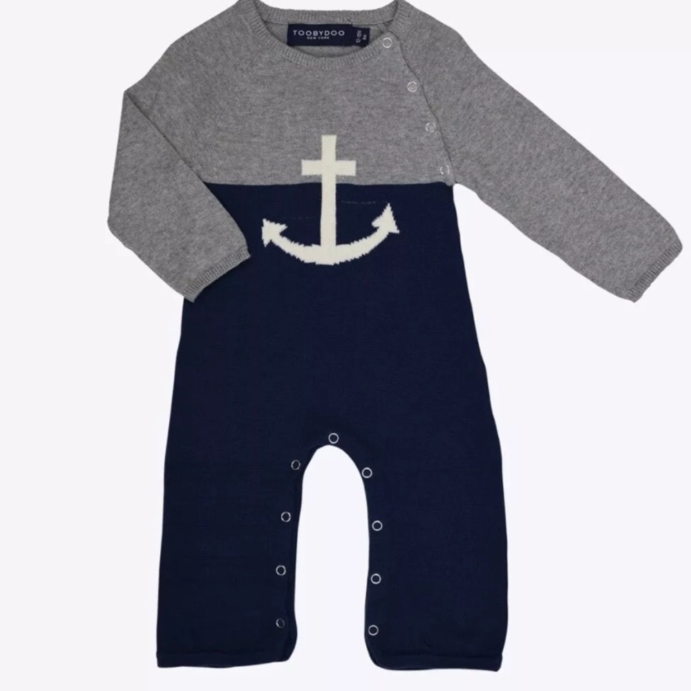 Toobydoo Baby Boys One Piece Jumpsuit Blue White Size 6-12 Months